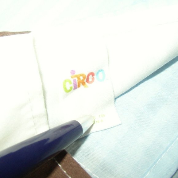 Circo Blue Stripe Valance w Brown Trim Lined Tab Top 87x12 NWOP - Picture 4 of 6